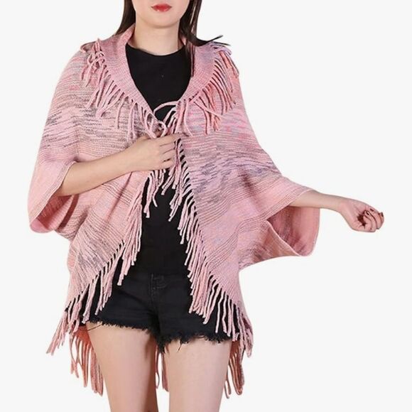 Layers by Lizden OS or M/L soft lavender/ purple open sweater, shrug, fringe - Picture 2 of 7